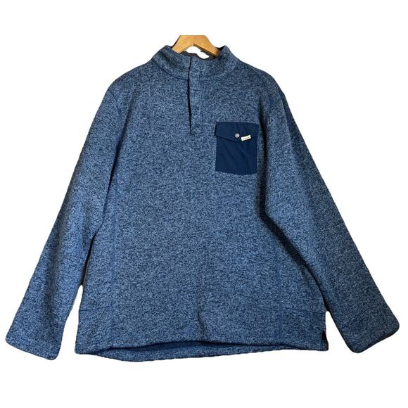 Woolrich Sweater Men XL Midnight Blue 1/4 Snap Pullover Fleece Lined Drifter NEW - Picture 1 of 16